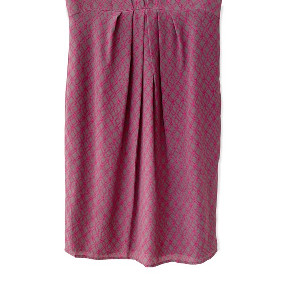 Moncollet 100% Silk Gray Sheath Dress with Pink Pattern Women's Size 2 - Picture 4 of 13